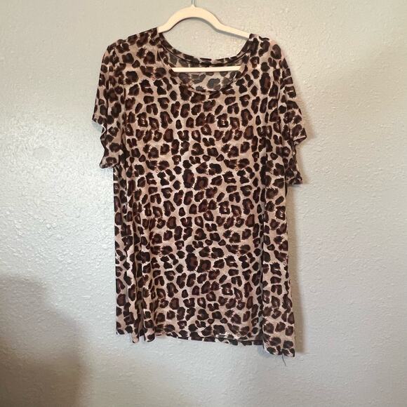 Cheetah Print Sheet Short Sleeve Shirt Tee Top Going Out Bar Casual Animal Print - Picture 6 of 6